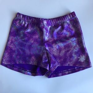 Snowflake Designs Purple Foil Gymnastics Shorts S